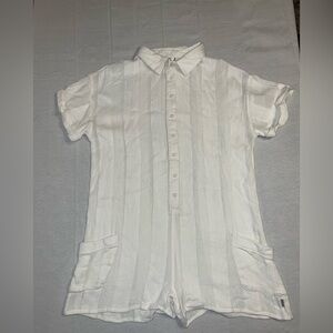 Hurley White Oversized Romper With Buttons